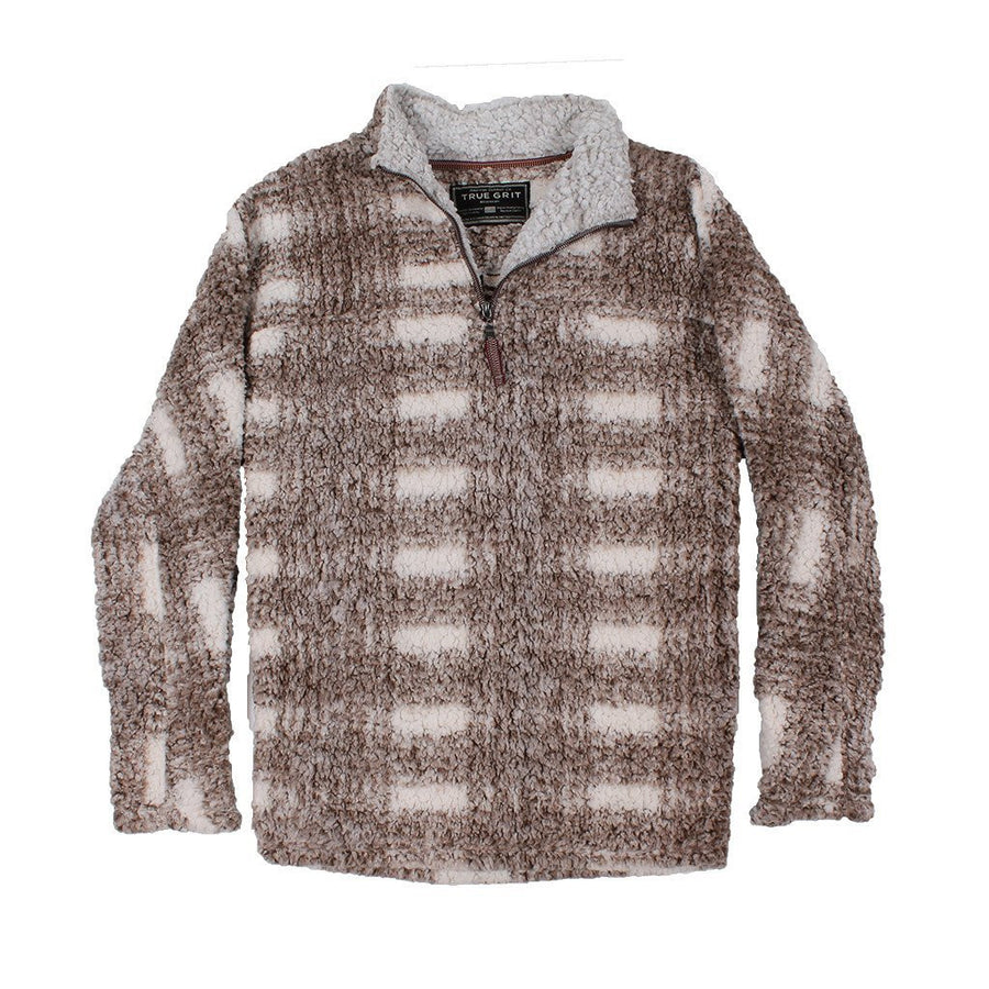 Frosty Tipped Big Plaid Pile 1/4 Zip Pullover