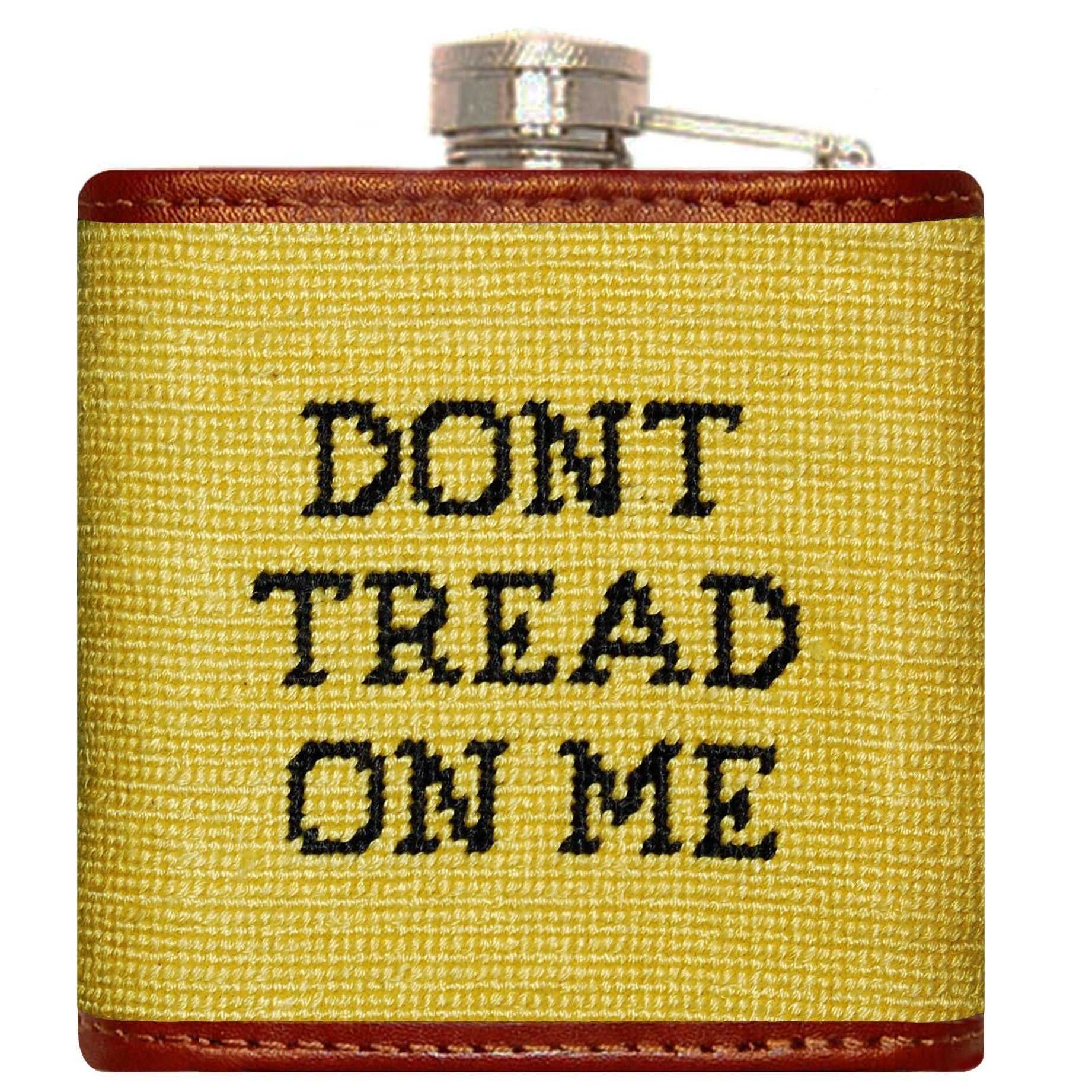 Gadsden Flag Needlepoint Flask in Yellow   
