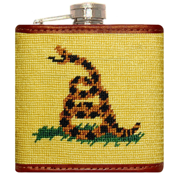 Gadsden Flag Needlepoint Flask in Yellow   