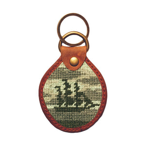 Ghost Ship Needlepoint Key Fob in Blue and Grey by Parlour