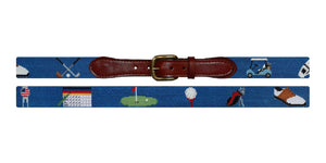 Golfer's Life Needlepoint Belt in Blue  
