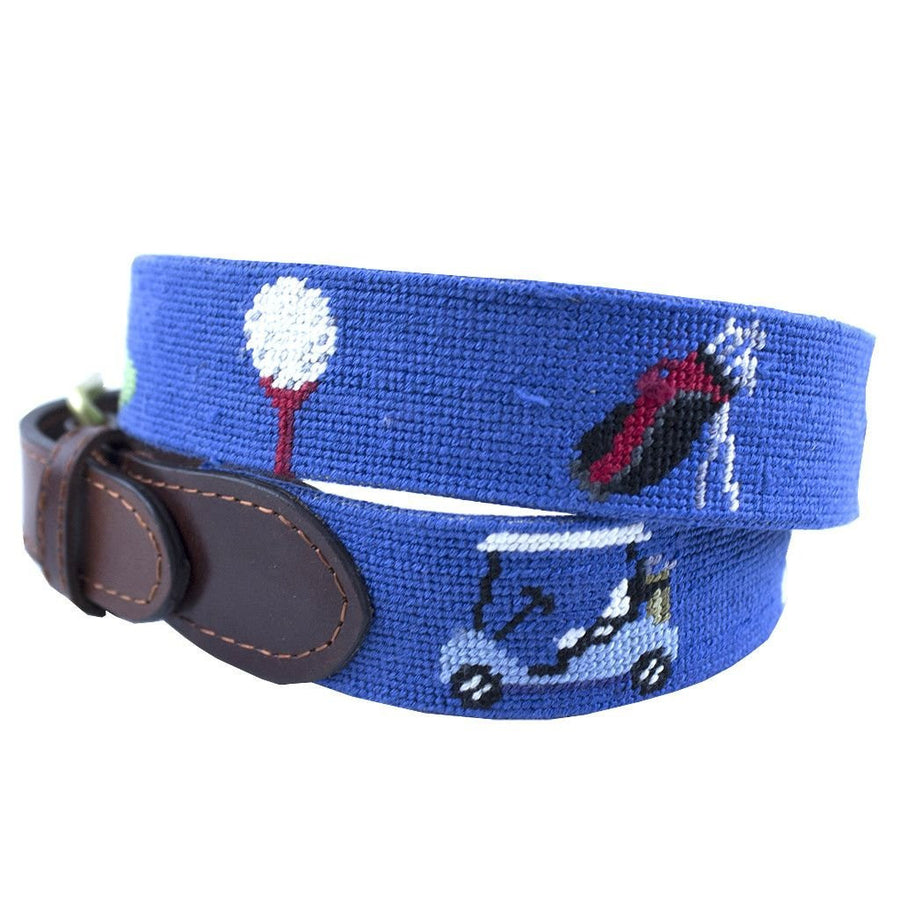 Golfer's Life Needlepoint Belt in Blue