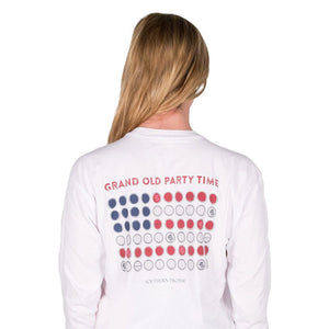 Grand Old Party Time Bottle Cap Flag Long Sleeve Tee in White   - 3