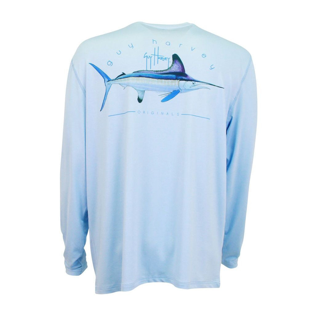 Guy Harvey Clipper Long Sleeve Pro UVX Performance Shirt in Light Blue