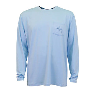 Guy Harvey Clipper Long Sleeve Pro UVX Performance Shirt in Light Blue