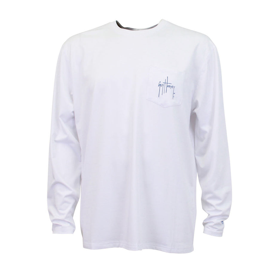 Guy Harvey Patriot Pro UVX Long Sleeve Performance Shirt in White