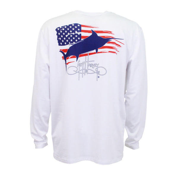 Guy Harvey Patriot Pro UVX Long Sleeve Performance Shirt in White