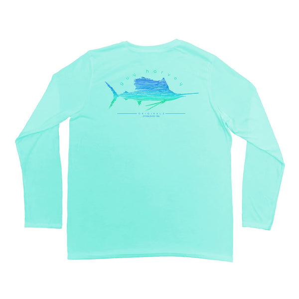 Guy Harvey Sailfish Scribble Pro UVX Performance Shirt in Mint