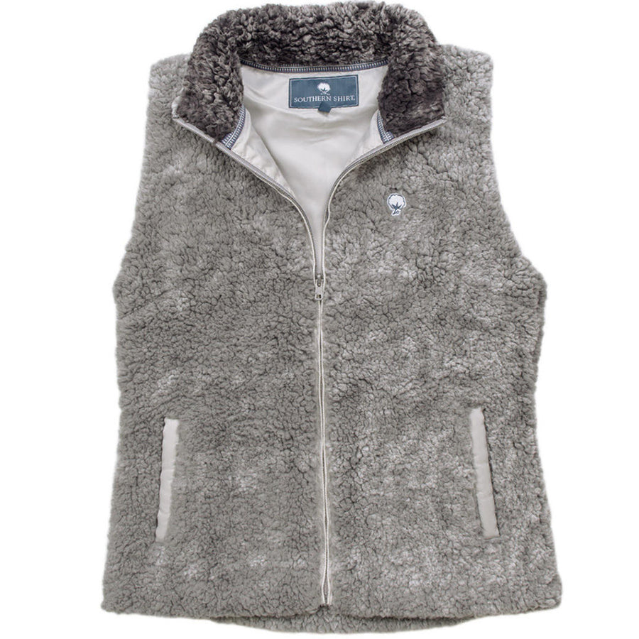 <b>PRE-ORDER</b> Heathered Zip Sherpa Vest in Phantom . 