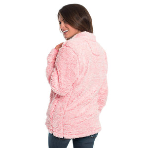 Heather Sherpa Pullover with Pockets in Himalayan Pink by The Southern Shirt Co.