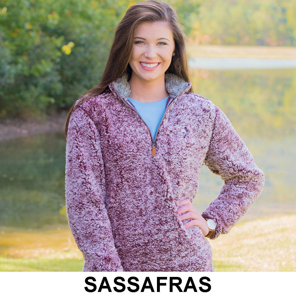 Heathered sherpa pullover clearance