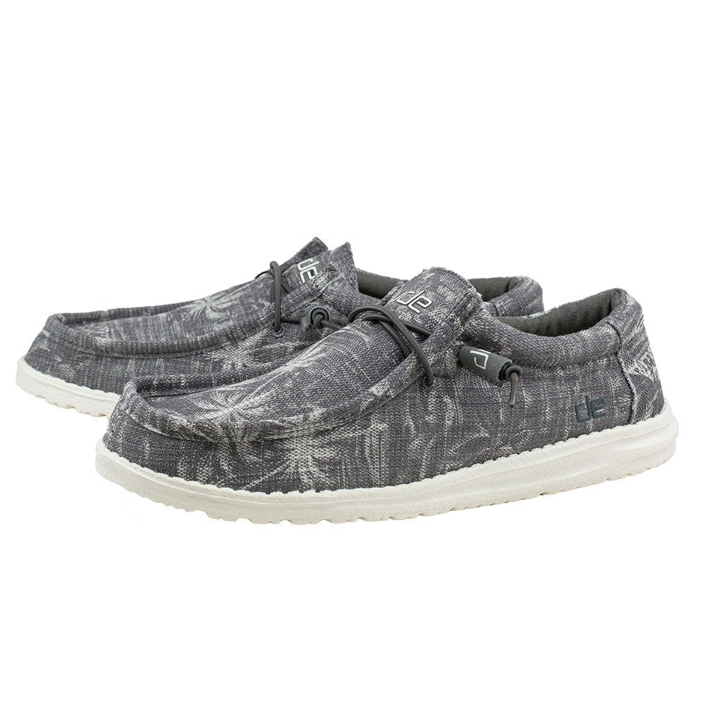 Hey Dude Wally Canvas Shoe in Grey Palm Print