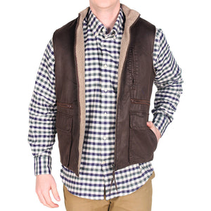 Reversible Sherpa Vest in Brown & Khaki by Madison Creek Outfitters  - 1