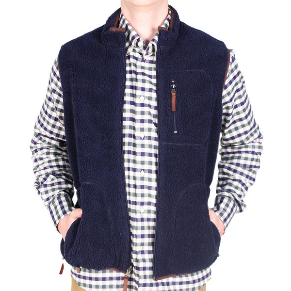 Reversible Sherpa Vest in Navy & Khaki by Madison Creek Outfitters  - 1