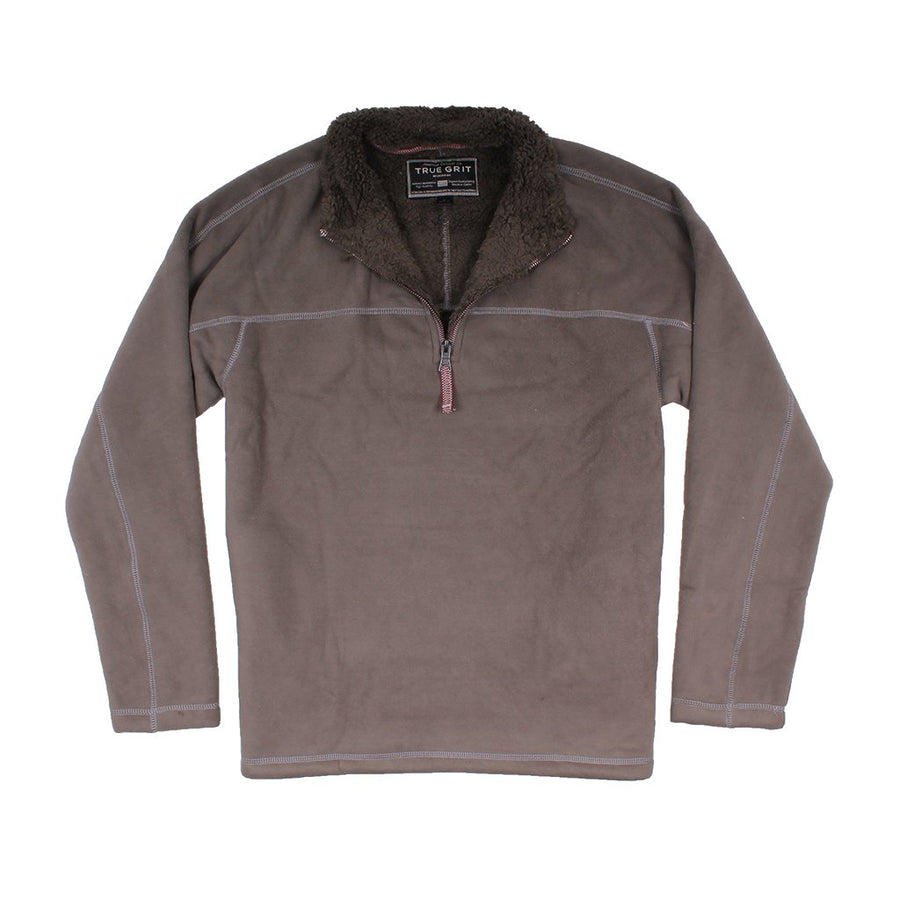 True Grit Bonded Polar Fleece & Sherpa Lined 1/4 Zip Pullover with Pockets in Vintage Wine