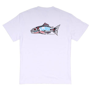 Wake N Bait Simple Pocket Tee in White by Waters Bluff