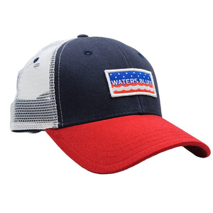 Stars & Waves Trucker Hat in Red, White, & Navy 