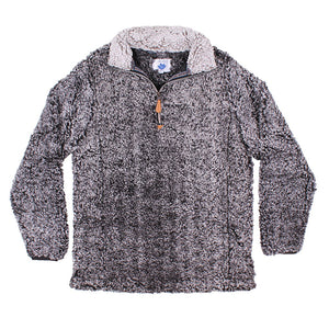 Nordic Fleece Quarter Zip Sherpa Pullover in Black with Gray