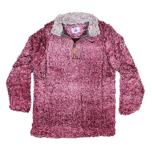 Nordic Fleece Quarter Zip Sherpa Pullover in Burgundy with Gray