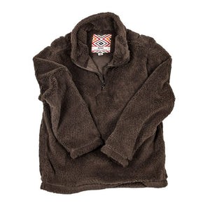 YOUTH Silky Pile Pullover 1/4 Zip in Brown   - 1