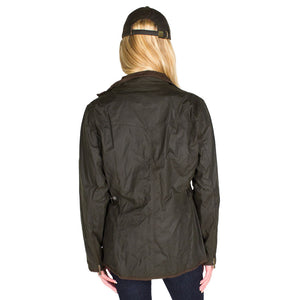 Ladies Utility Waxed Jacket in Olive Green