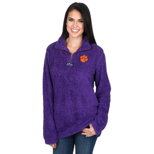 Lauren James Clemson Linden Sherpa Pullover in Purple