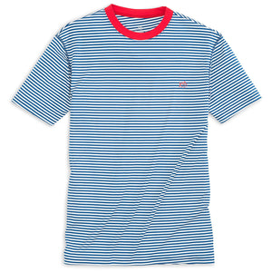 Liberty Stripe Performance Tee Shirt in Yacht Blue   