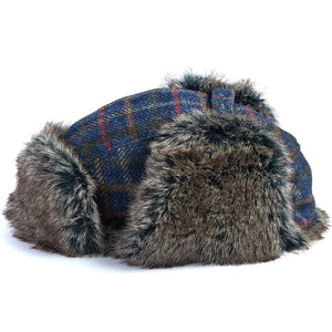 Medway Tweed Trapper Hat in Navy Bright Plaid