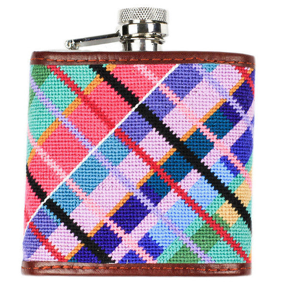 Limited Edition Longshanks Madras Needlepoint Flask by Smathers and Branson  
