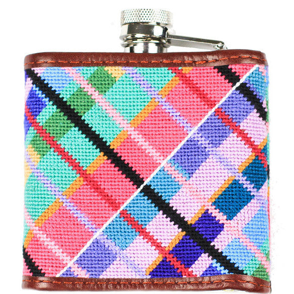 Limited Edition Longshanks Madras Needlepoint Flask by Smathers and Branson  