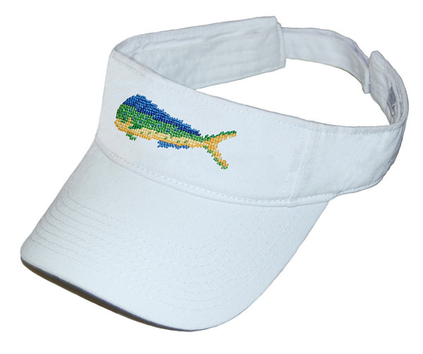 Mahi Mahi Needlepoint Visor in White  