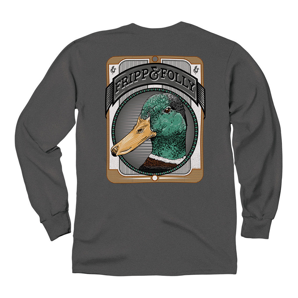 Mallard Closeup Long Sleeve Tee in Pepper by Fripp & Folly 