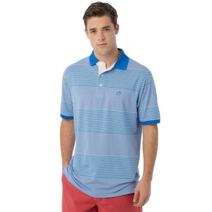 Match Point Stripe Performance Polo in Blue Stream by Southern Tide