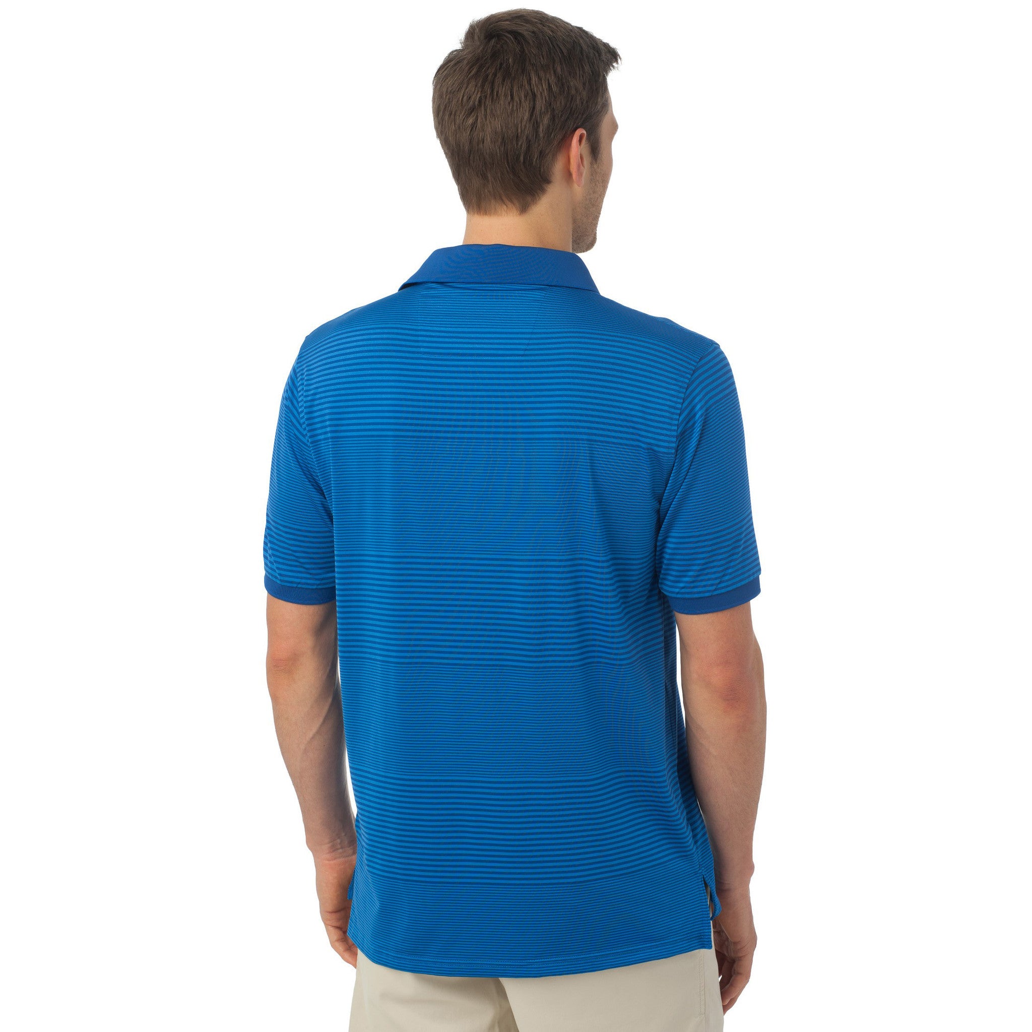 Match Point Stripe Performance Polo in Blue Cove   