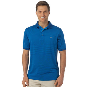 Match Point Stripe Performance Polo in Blue Cove   