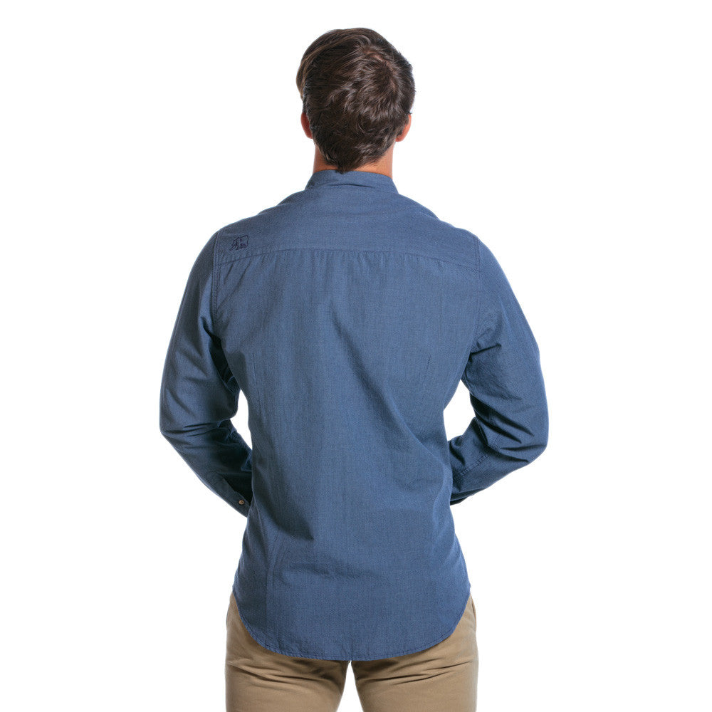 Washed Houndstooth Button Down Shirt in Blue   - 2