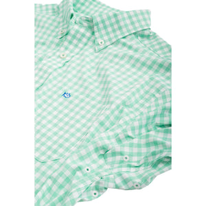 Nassau Gingham Intercoastal Performance Shirt in Offshore Green by Southern Tide  - 3