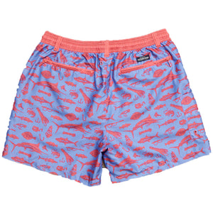 Offshore Angler Dockside Swim Trunk in Red & French Blue by Southern Marsh