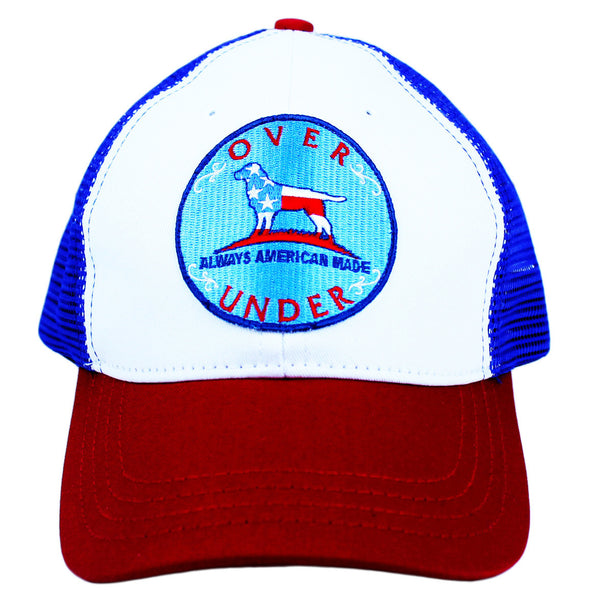 Mesh Back Patriotic Dog Hat in Red, White, & Blue by Over Under Clothing 
