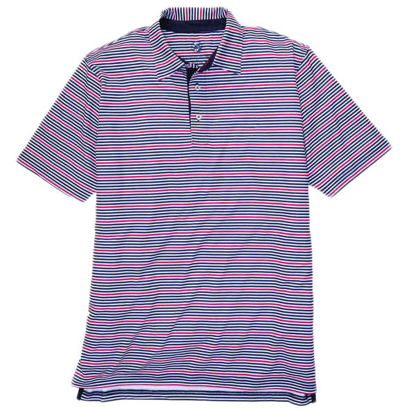 Southern Proper Performance Polo in Red & Navy