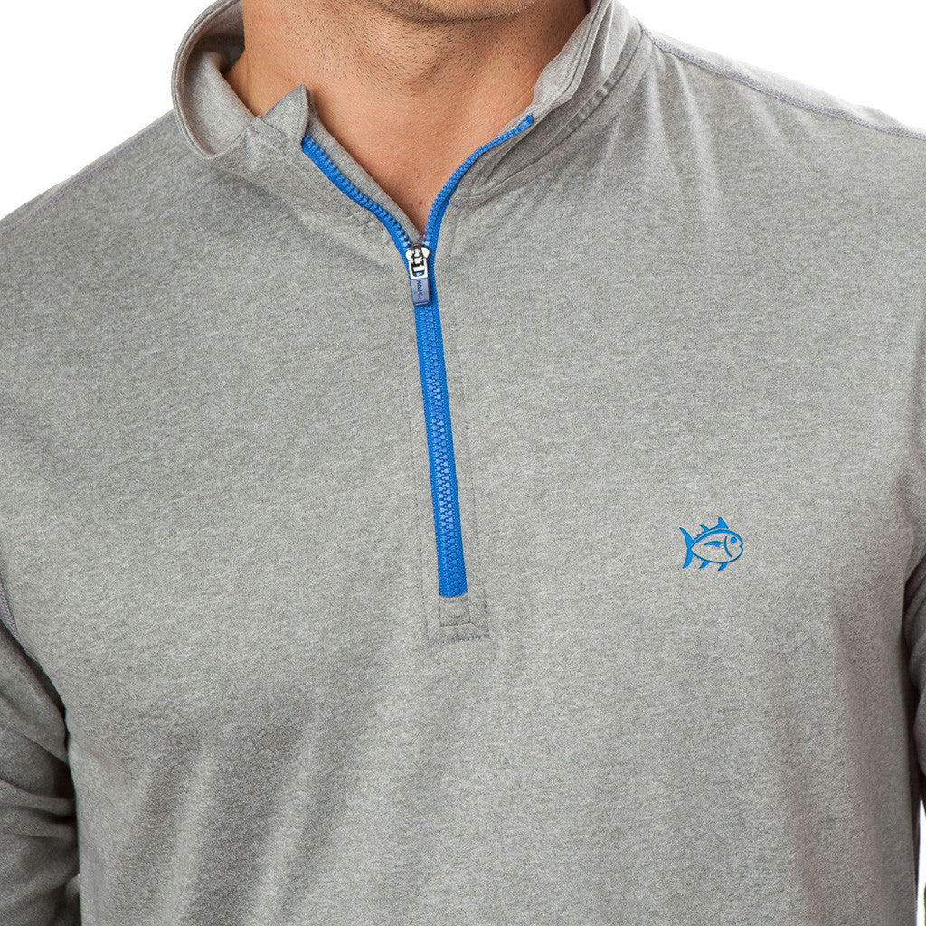 Pop Color Performance 1/4 Zip Pullover in Heathered Grey by Southern Tide  - 3