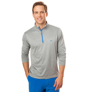 Pop Color Performance 1/4 Zip Pullover in Heathered Grey by Southern Tide  - 1