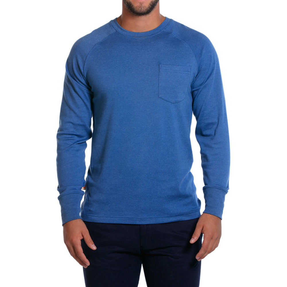 Puremeso Pocket Crew Long Sleeve Tee in Light Blue   - 1