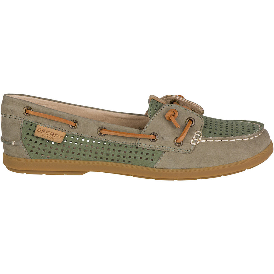 Women's Coil Ivy Perforated Boat Shoe in Olive by Sperry