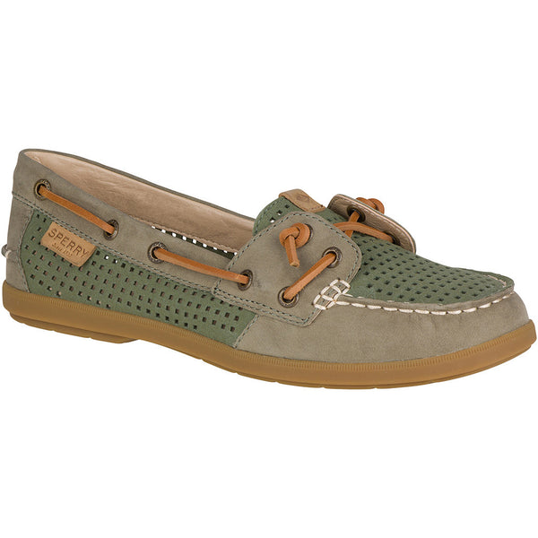 Women's Coil Ivy Perforated Boat Shoe in Olive by Sperry