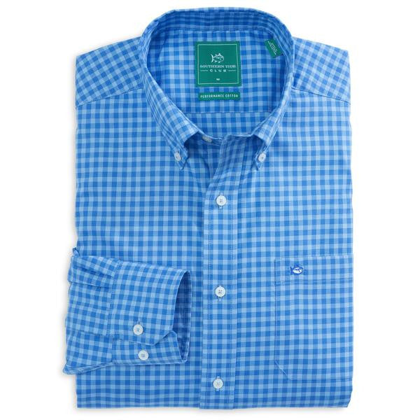 Sage Valley Check Performance Sport Shirt in Blue Stream by Southern Tide