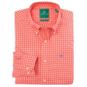 Sage Valley Check Performance Sport Shirt in Sunset   