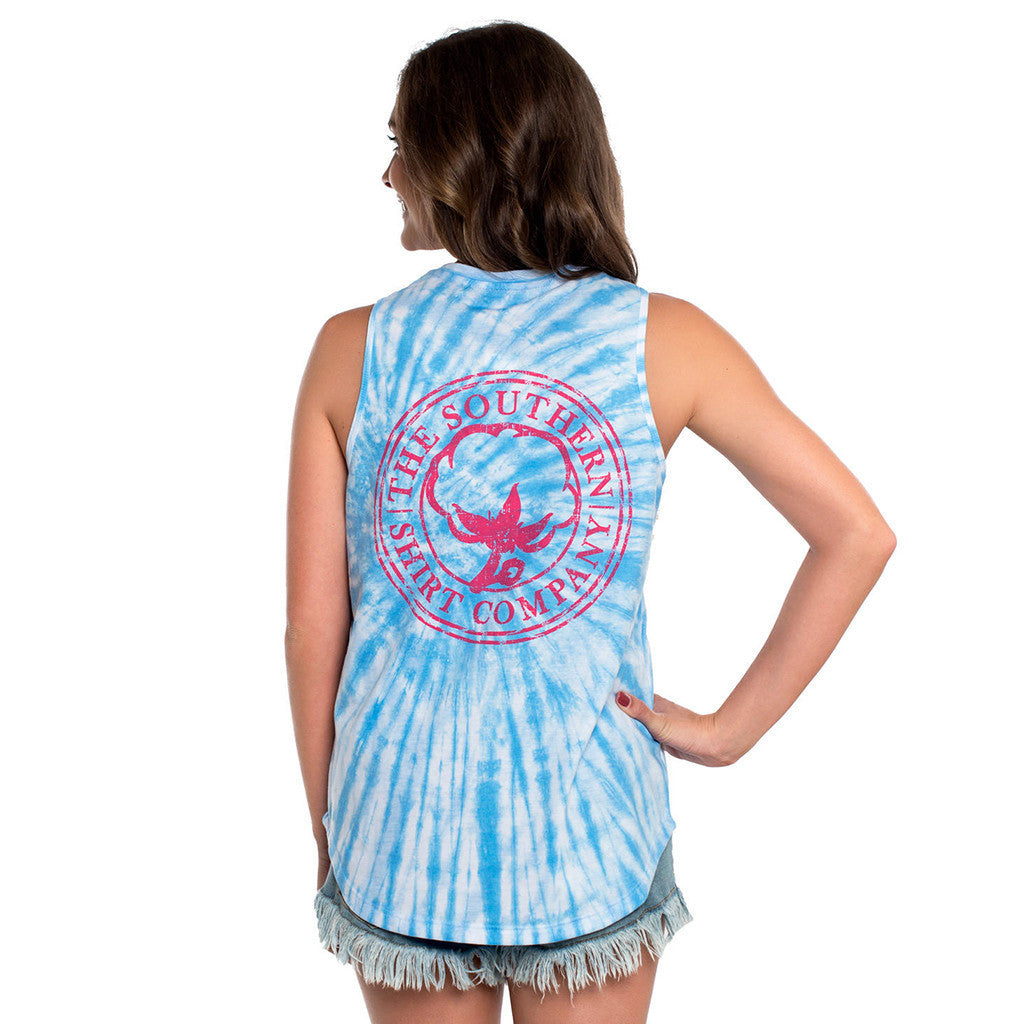 Salt Washed Tie Dye Tank in Little Boy Blue by The Southern Shirt Co.