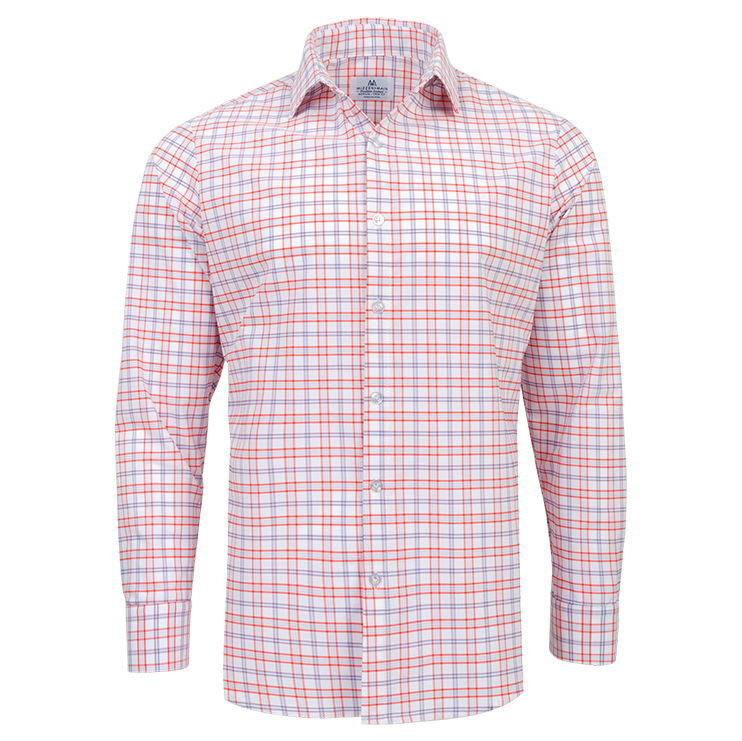 The "Sawgrass" Button Down in Red, Orange, & Purple Check by Mizzen + Main  