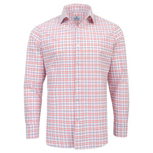 The "Sawgrass" Button Down in Red, Orange, & Purple Check by Mizzen + Main  